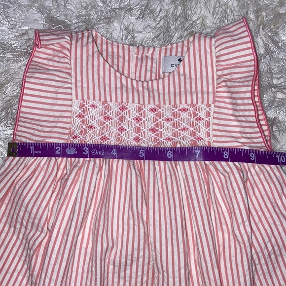 Cyrillus Paris seersucker smocked stripe dress 6m - Picture 5 of 8